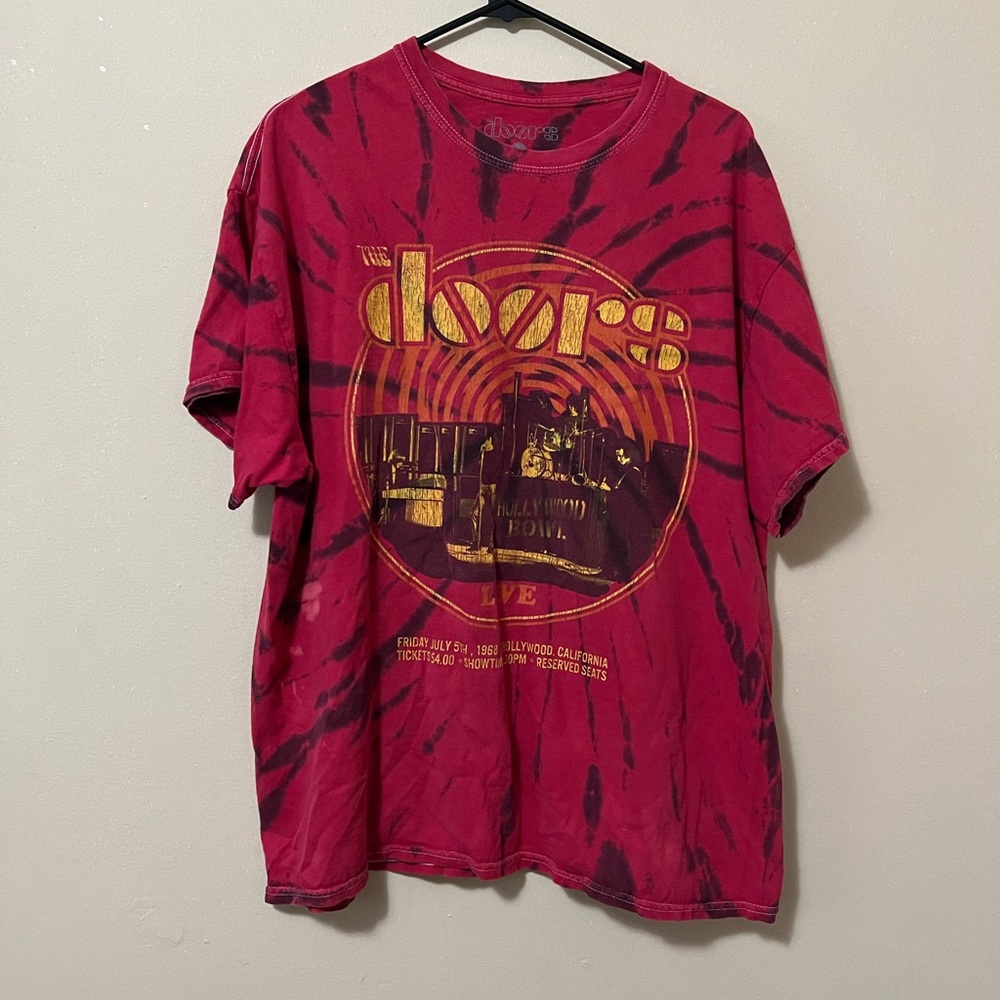 THE DOORS (Hollywood Bowl) Red Tie Dye Band T-Shirt - Size 1X